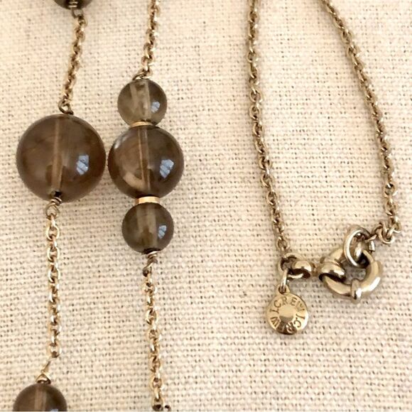 J.Crew | Smoky Topaz Bauble Station Necklace | 34” Length - Picture 3 of 3